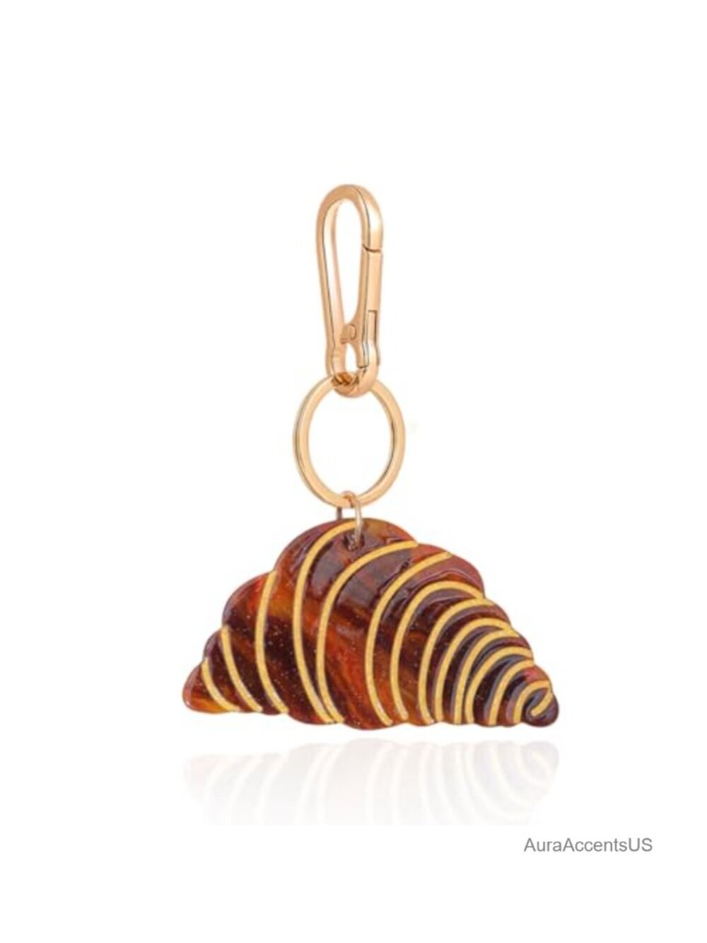 Croissant Keychain Acetate Gold Metal Buckle Bag Charm
